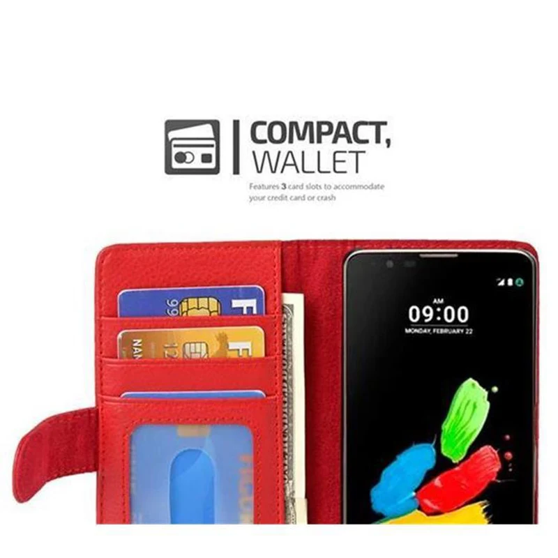 Cadorabo Hülle kompatibel mit LG K8 2016 Schutzhülle mit Magnetverschluss und 3 Kartenfächern
