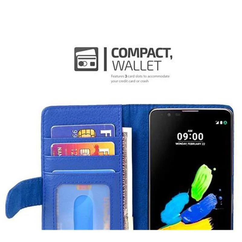 Cadorabo Hülle kompatibel mit LG K8 2016 Schutzhülle mit Magnetverschluss und 3 Kartenfächern