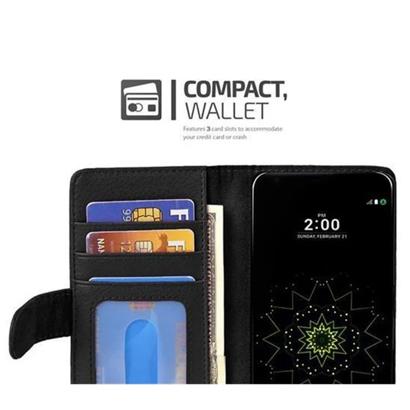 Cadorabo Hülle kompatibel mit LG G5 Schutzhülle mit Magnetverschluss und 3 Kartenfächern
