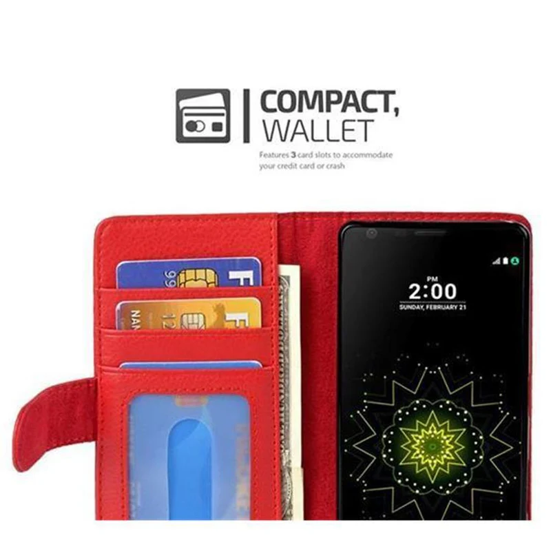 Cadorabo Hülle kompatibel mit LG G5 Schutzhülle mit Magnetverschluss und 3 Kartenfächern