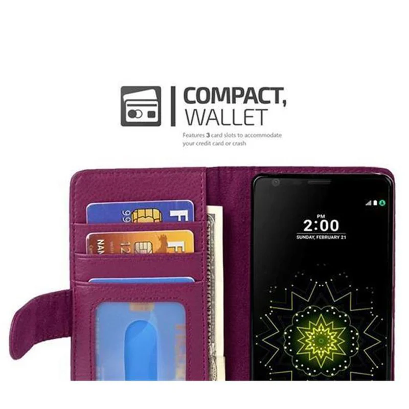 Cadorabo Hülle kompatibel mit LG G5 Schutzhülle mit Magnetverschluss und 3 Kartenfächern
