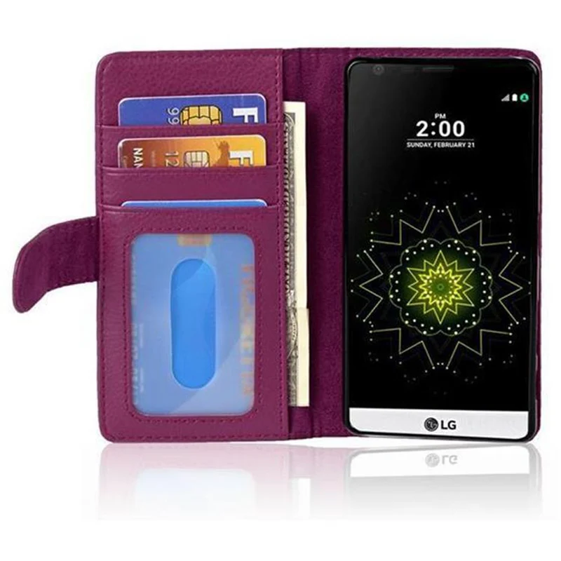 Cadorabo Hülle kompatibel mit LG G5 Schutzhülle mit Magnetverschluss und 3 Kartenfächern