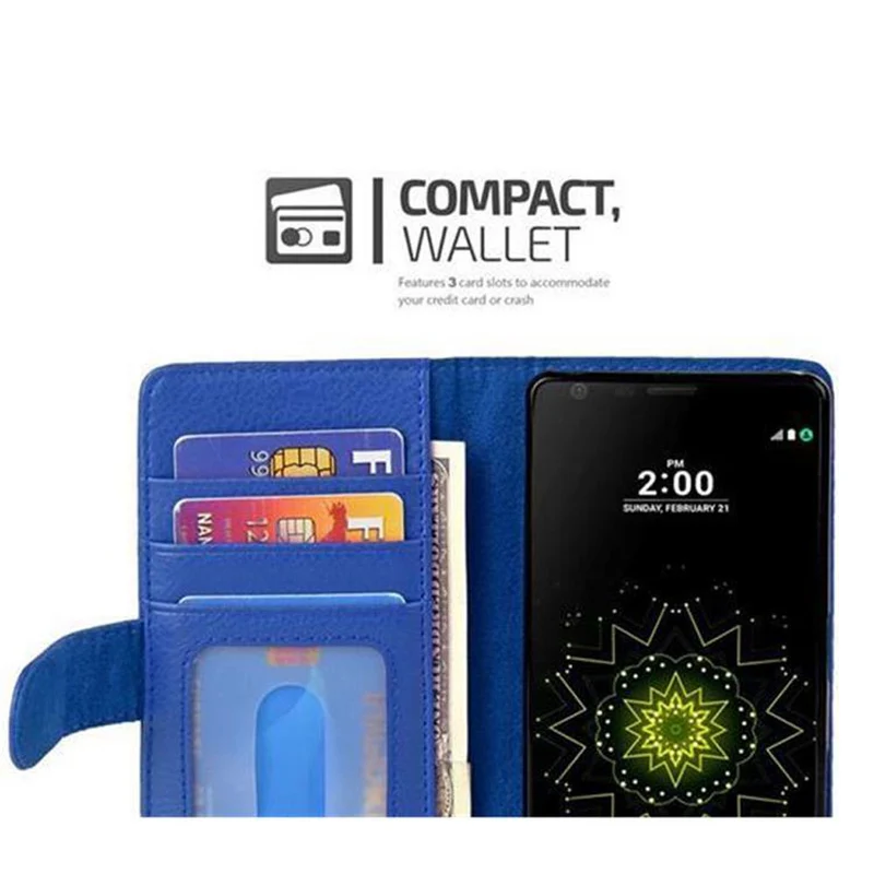 Cadorabo Hülle kompatibel mit LG G5 Schutzhülle mit Magnetverschluss und 3 Kartenfächern
