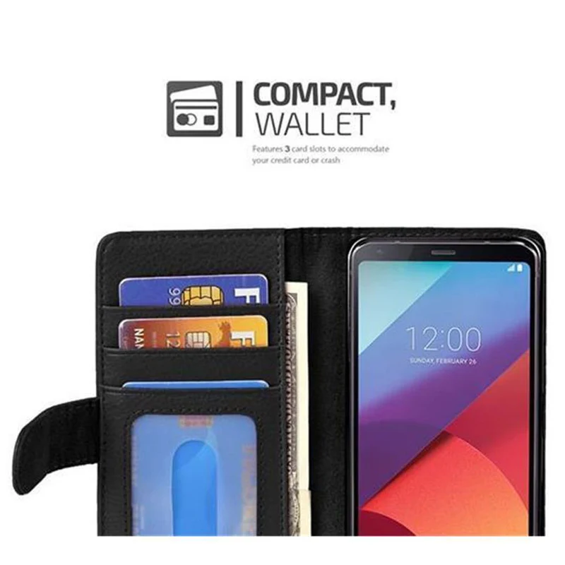 Cadorabo Hülle kompatibel mit LG G6 Schutzhülle mit Magnetverschluss und 3 Kartenfächern