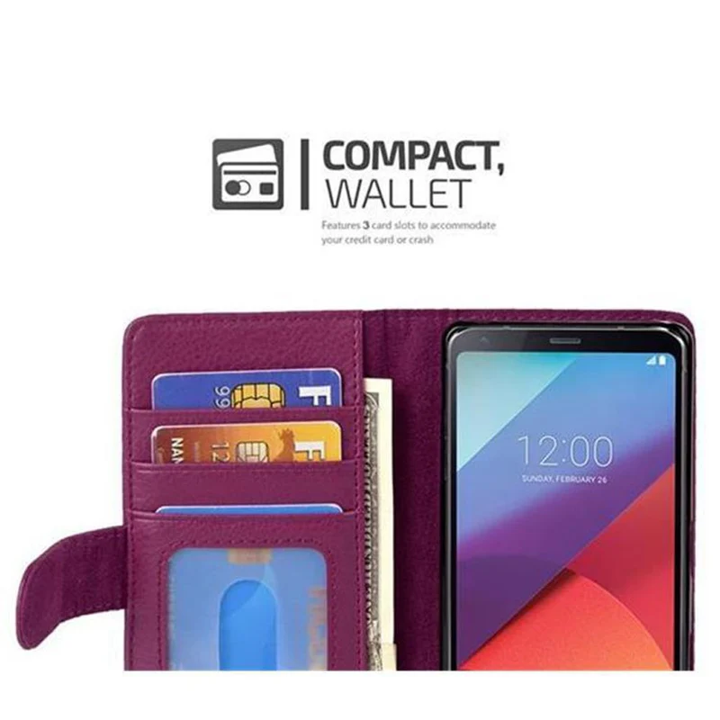 Cadorabo Hülle kompatibel mit LG G6 Schutzhülle mit Magnetverschluss und 3 Kartenfächern