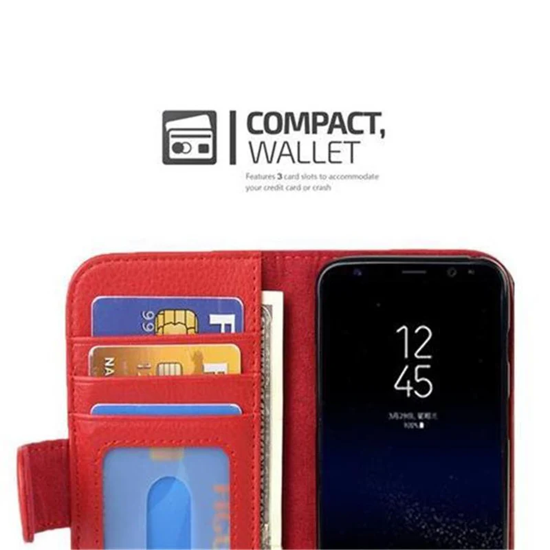 Cadorabo Hülle kompatibel mit Samsung Galaxy S8 Schutzhülle mit Magnetverschluss und 3 Kartenfächern