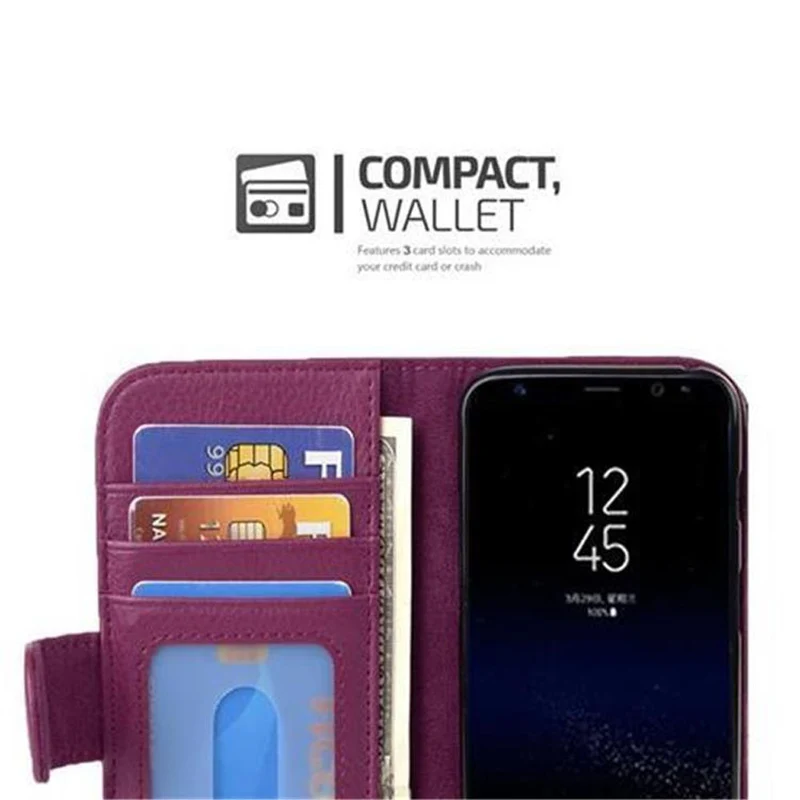 Cadorabo Hülle kompatibel mit Samsung Galaxy S8 Schutzhülle mit Magnetverschluss und 3 Kartenfächern