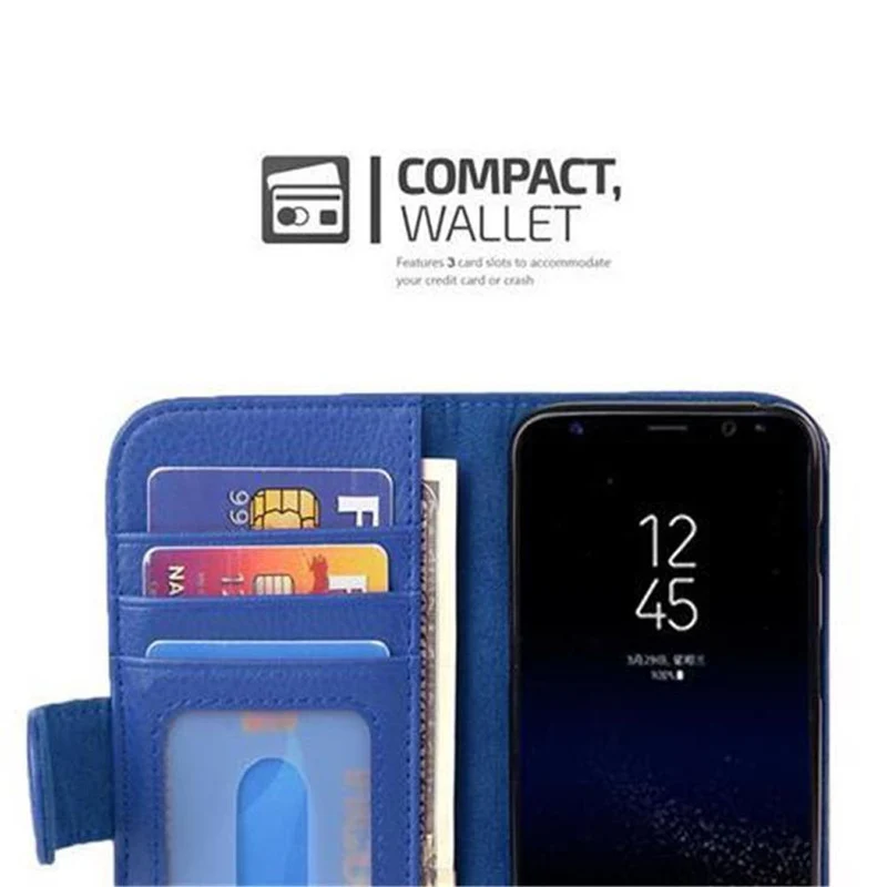 Cadorabo Hülle kompatibel mit Samsung Galaxy S8 Schutzhülle mit Magnetverschluss und 3 Kartenfächern