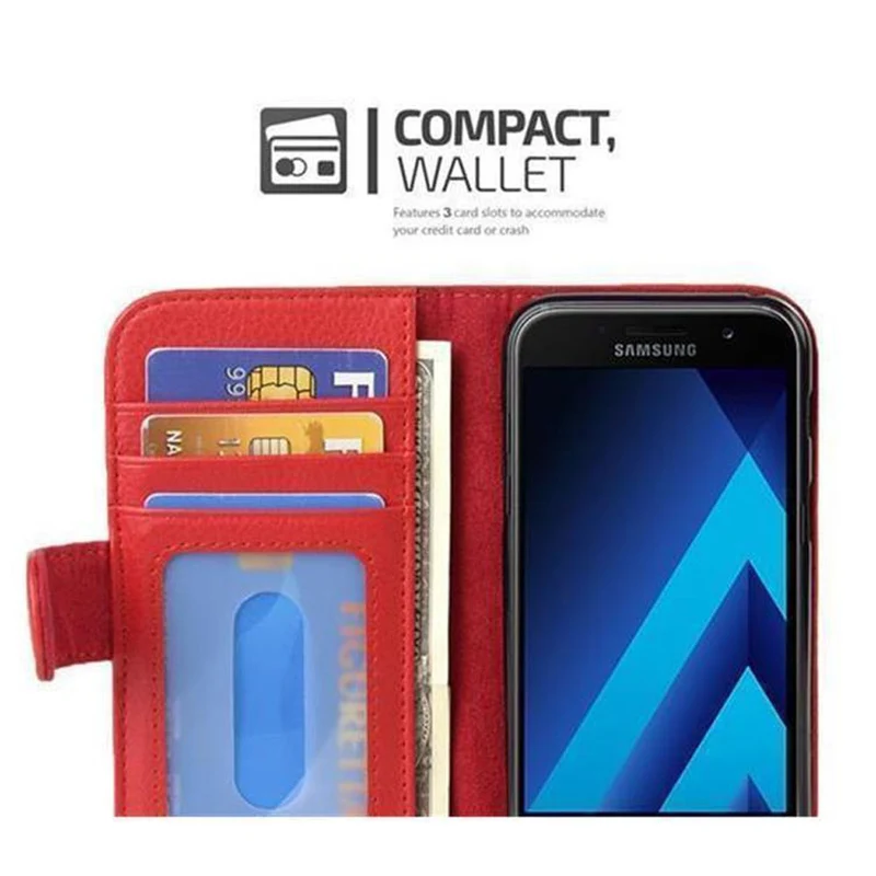 Cadorabo Hülle kompatibel mit Samsung Galaxy A5 2017 Schutzhülle mit Magnetverschluss und 3 Kartenfächern