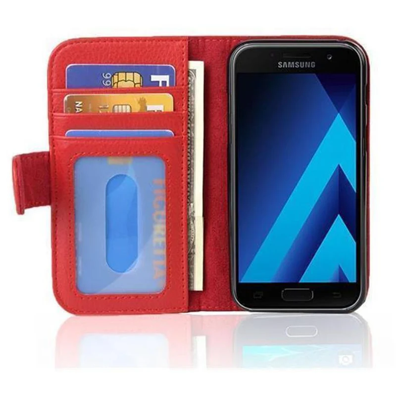 Cadorabo Hülle kompatibel mit Samsung Galaxy A3 2017 Schutzhülle mit Magnetverschluss und 3 Kartenfächern