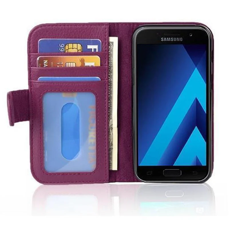Cadorabo Hülle kompatibel mit Samsung Galaxy A3 2017 Schutzhülle mit Magnetverschluss und 3 Kartenfächern