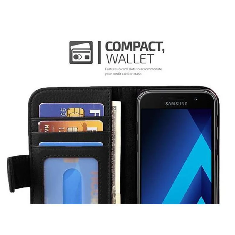 Cadorabo Hülle kompatibel mit Samsung Galaxy A3 2017 Schutzhülle mit Magnetverschluss und 3 Kartenfächern