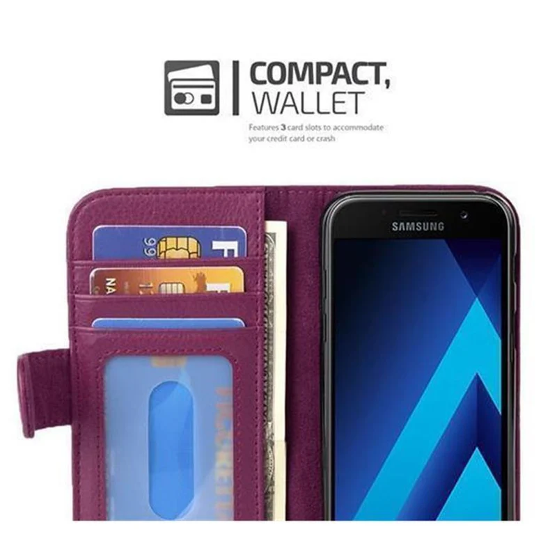 Cadorabo Hülle kompatibel mit Samsung Galaxy A3 2017 Schutzhülle mit Magnetverschluss und 3 Kartenfächern