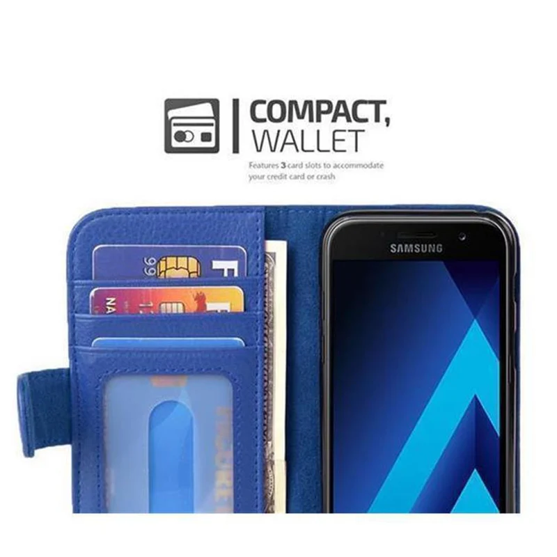 Cadorabo Hülle kompatibel mit Samsung Galaxy A3 2017 Schutzhülle mit Magnetverschluss und 3 Kartenfächern