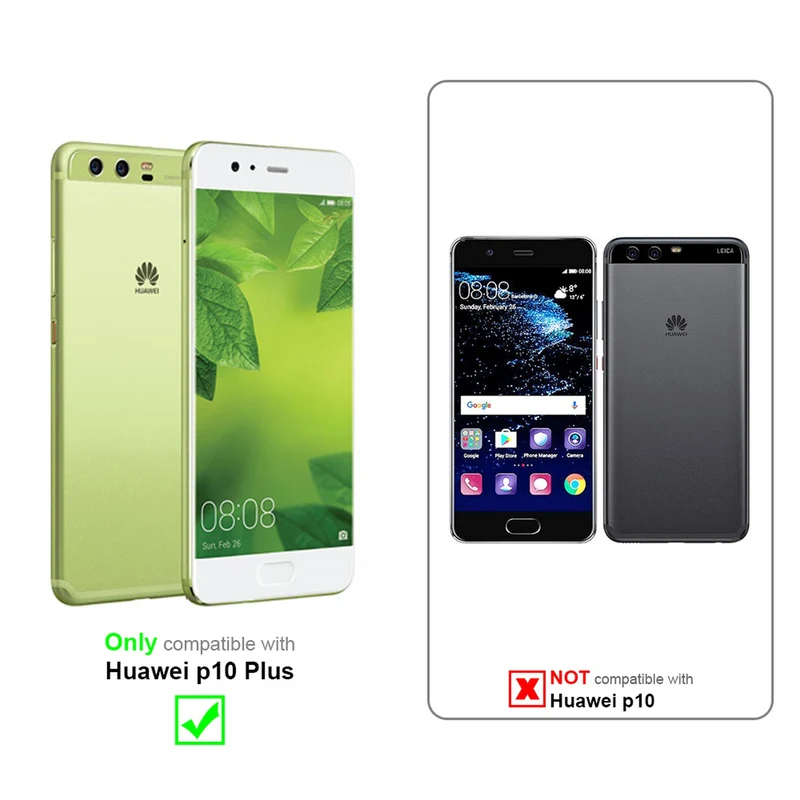 Cadorabo Hülle kompatibel mit Huawei P10 PLUS Schutzhülle mit Magnetverschluss, Standfunktion und Kartenfach