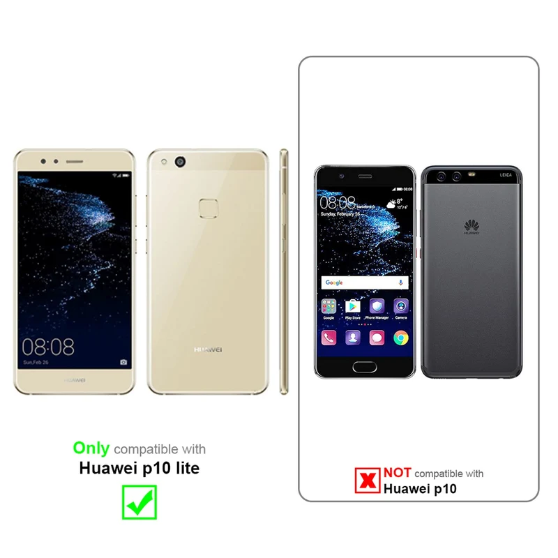 Cadorabo Hülle kompatibel mit Huawei P10 LITE Schutzhülle mit Magnetverschluss, Standfunktion und Kartenfach