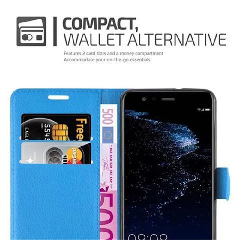 Cadorabo Hülle kompatibel mit Huawei P10 LITE Schutzhülle mit Magnetverschluss, Standfunktion und Kartenfach