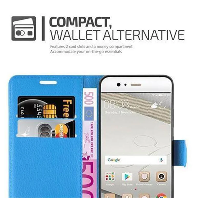 Cadorabo Hülle kompatibel mit Huawei P10 Schutzhülle mit Magnetverschluss, Standfunktion und Kartenfach