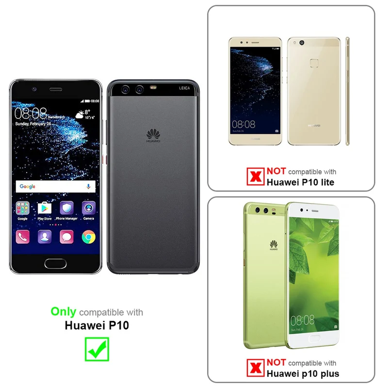 Cadorabo Hülle kompatibel mit Huawei P10 Schutzhülle mit Magnetverschluss, Standfunktion und Kartenfach
