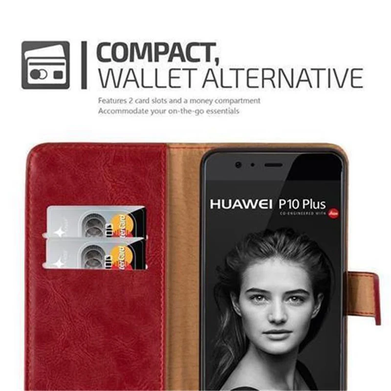 Cadorabo Hülle kompatibel mit Huawei P10 PLUS Schutzhülle mit Magnetverschluss, Standfunktion und Kartenfach