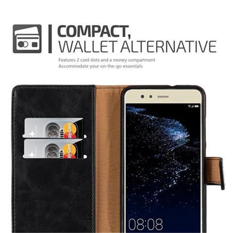 Cadorabo Hülle kompatibel mit Huawei P10 LITE Schutzhülle mit Magnetverschluss, Standfunktion und Kartenfach