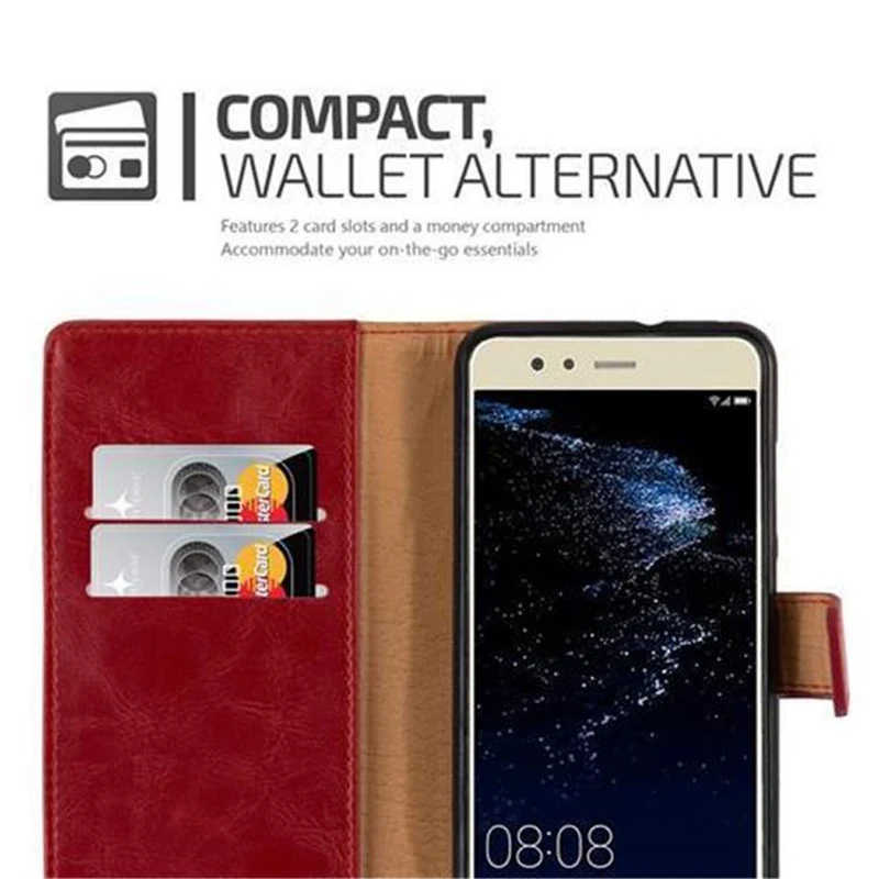 Cadorabo Hülle kompatibel mit Huawei P10 LITE Schutzhülle mit Magnetverschluss, Standfunktion und Kartenfach