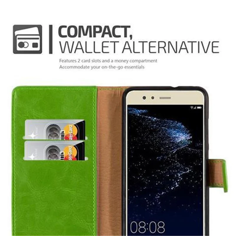 Cadorabo Hülle kompatibel mit Huawei P10 LITE Schutzhülle mit Magnetverschluss, Standfunktion und Kartenfach