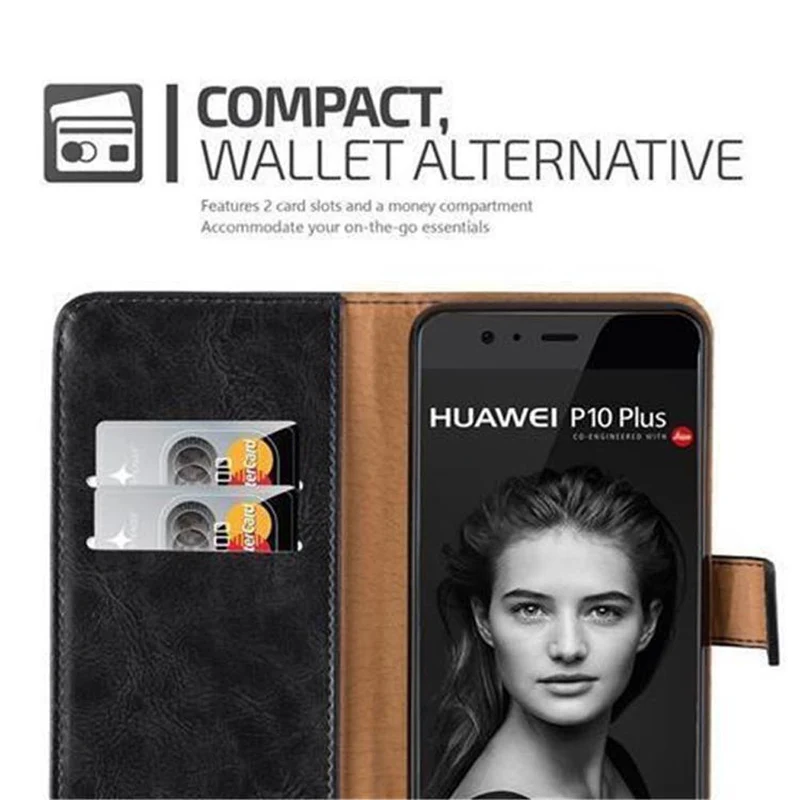 Cadorabo Hülle kompatibel mit Huawei P10 Schutzhülle mit Magnetverschluss, Standfunktion und Kartenfach