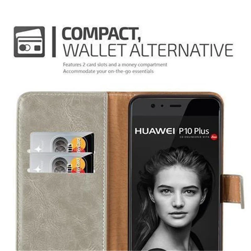 Cadorabo Hülle kompatibel mit Huawei P10 Schutzhülle mit Magnetverschluss, Standfunktion und Kartenfach