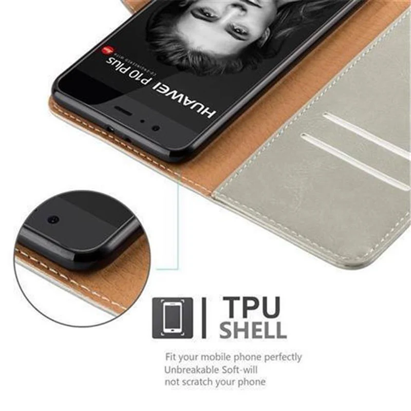 Cadorabo Hülle kompatibel mit Huawei P10 Schutzhülle mit Magnetverschluss, Standfunktion und Kartenfach