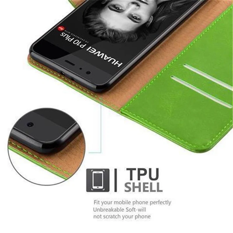 Cadorabo Hülle kompatibel mit Huawei P10 Schutzhülle mit Magnetverschluss, Standfunktion und Kartenfach