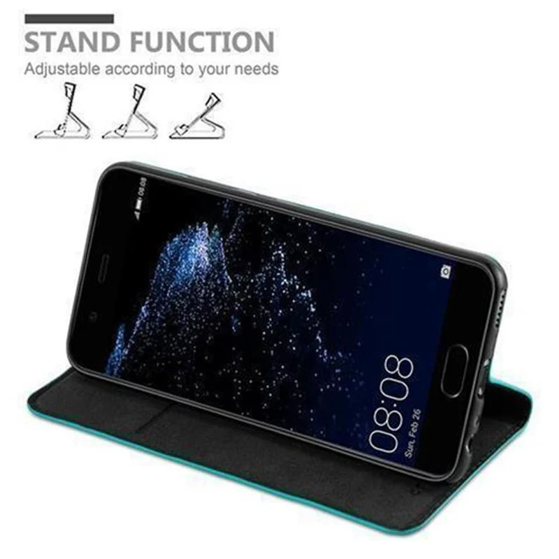 Cadorabo Hülle kompatibel mit Huawei P10 PLUS Schutzhülle mit Magnetverschluss, Standfunktion und Kartenfach