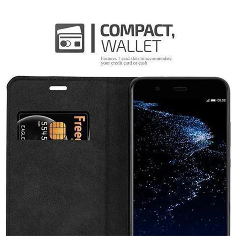 Cadorabo Hülle kompatibel mit Huawei P10 PLUS Schutzhülle mit Magnetverschluss, Standfunktion und Kartenfach