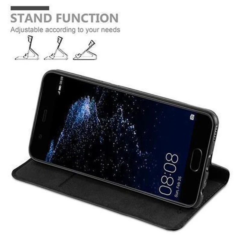 Cadorabo Hülle kompatibel mit Huawei P10 PLUS Schutzhülle mit Magnetverschluss, Standfunktion und Kartenfach