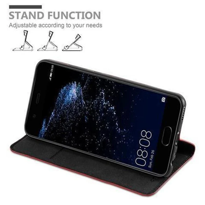 Cadorabo Hülle kompatibel mit Huawei P10 PLUS Schutzhülle mit Magnetverschluss, Standfunktion und Kartenfach