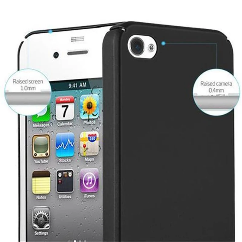 Cadorabo Hülle kompatibel mit Apple iPhone 4 / 4S Hard Case Schutzhülle in Metall Optik gegen Kratzer und Stöße