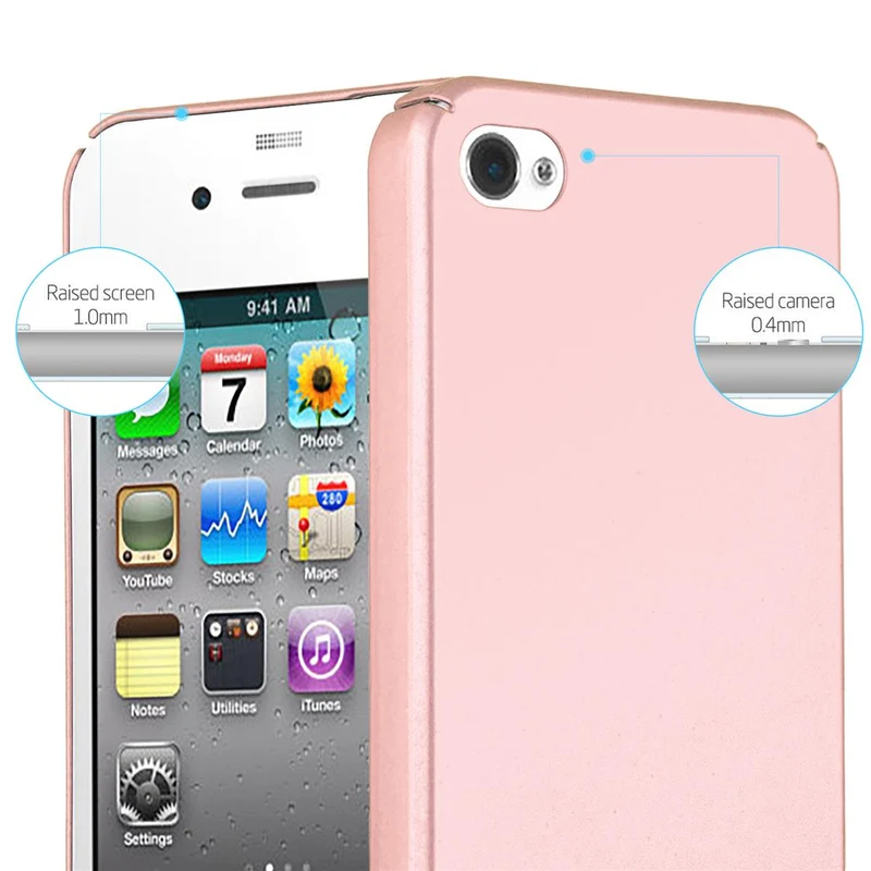 Cadorabo Hülle kompatibel mit Apple iPhone 4 / 4S Hard Case Schutzhülle in Metall Optik gegen Kratzer und Stöße