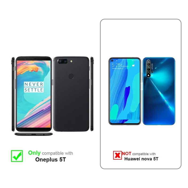 Cadorabo Hülle kompatibel mit OnePlus 5T Schutzhülle mit Magnetverschluss, Standfunktion und 2 Sichtfenstern