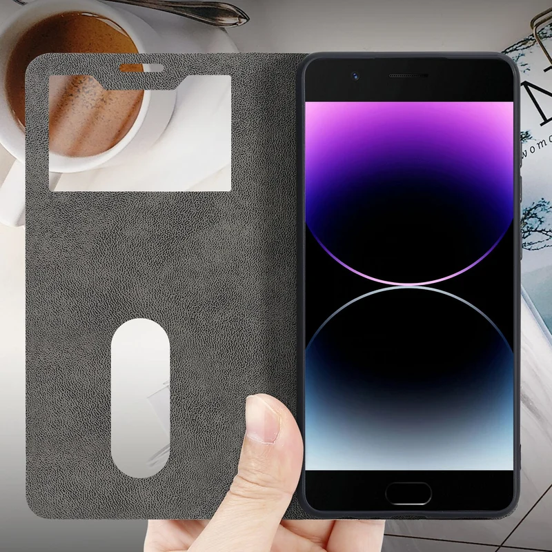 Cadorabo Hülle kompatibel mit OnePlus 5 Schutzhülle mit Magnetverschluss, Standfunktion und 2 Sichtfenstern