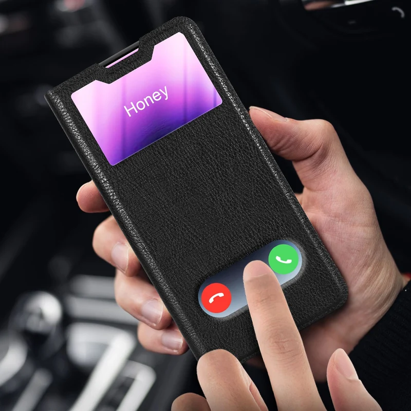 Cadorabo Hülle kompatibel mit Huawei P30 LITE Schutzhülle mit Magnetverschluss, Standfunktion und 2 Sichtfenstern