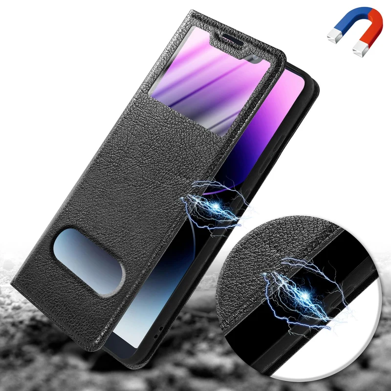 Cadorabo Hülle kompatibel mit Huawei P20 PRO / P20 PLUS Schutzhülle mit Magnetverschluss, Standfunktion und 2 Sichtfenstern