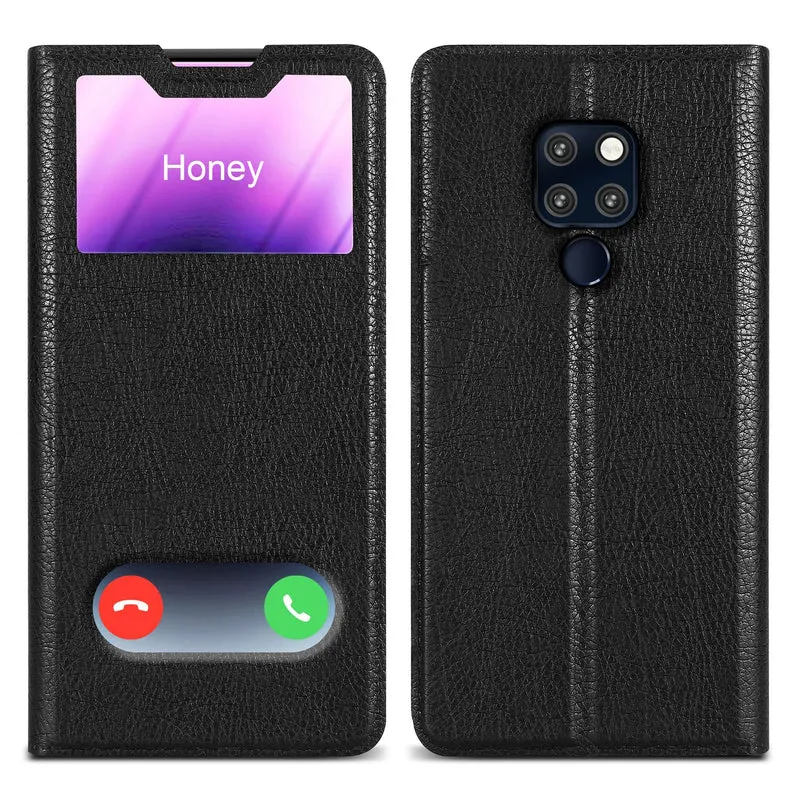 Cadorabo Hülle kompatibel mit Huawei MATE 20 Schutzhülle mit Magnetverschluss, Standfunktion und 2 Sichtfenstern