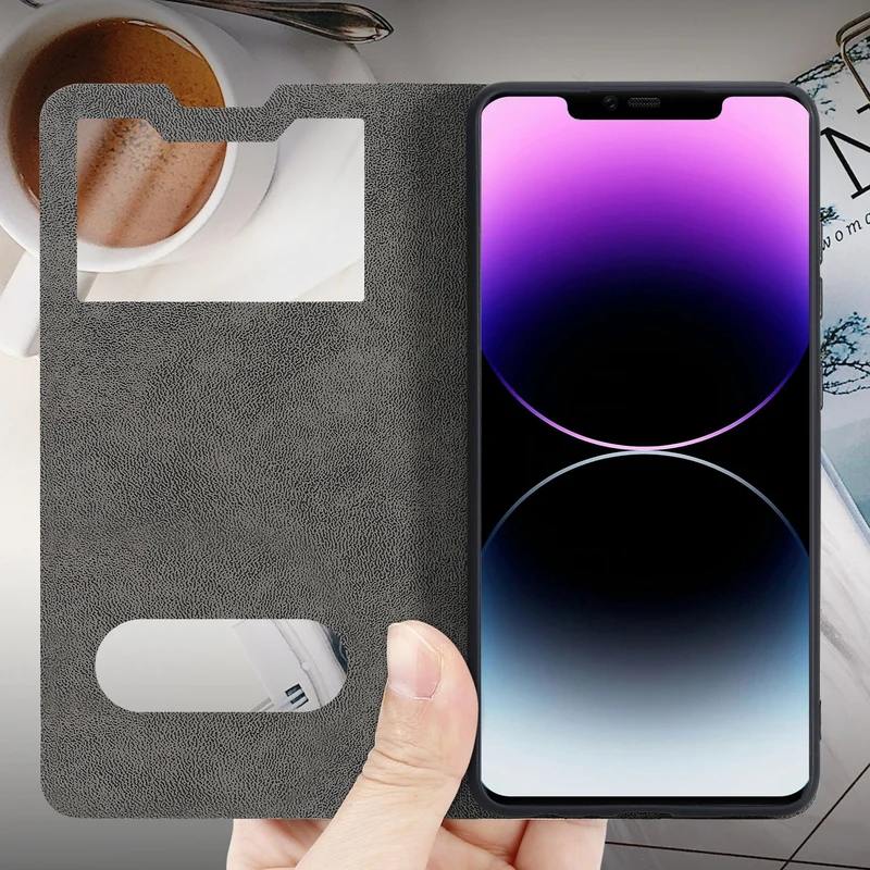Cadorabo Hülle kompatibel mit Huawei MATE 20 PRO Schutzhülle mit Magnetverschluss, Standfunktion und 2 Sichtfenstern