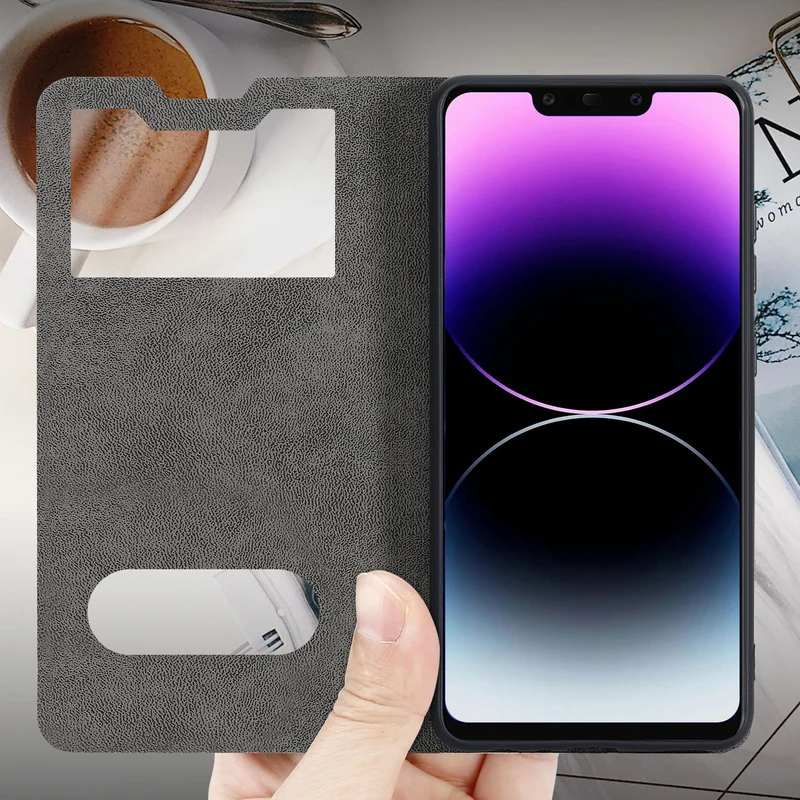 Cadorabo Hülle kompatibel mit Huawei MATE 20 LITE Schutzhülle mit Magnetverschluss, Standfunktion und 2 Sichtfenstern