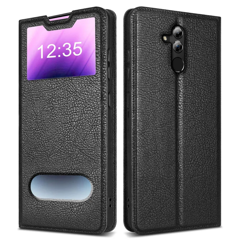 Cadorabo Hülle kompatibel mit Huawei MATE 20 LITE Schutzhülle mit Magnetverschluss, Standfunktion und 2 Sichtfenstern