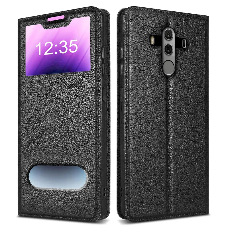 Cadorabo Hülle kompatibel mit Huawei MATE 10 PRO Schutzhülle mit Magnetverschluss, Standfunktion und 2 Sichtfenstern