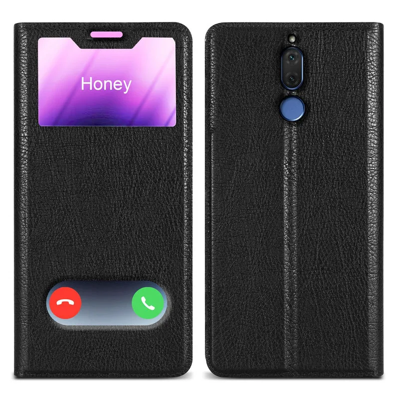 Cadorabo Hülle kompatibel mit Huawei MATE 10 LITE / NOVA 2i Schutzhülle mit Magnetverschluss, Standfunktion und 2 Sichtfenstern
