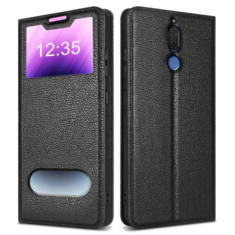 Cadorabo Hülle kompatibel mit Huawei MATE 10 LITE / NOVA 2i Schutzhülle mit Magnetverschluss, Standfunktion und 2 Sichtfenstern