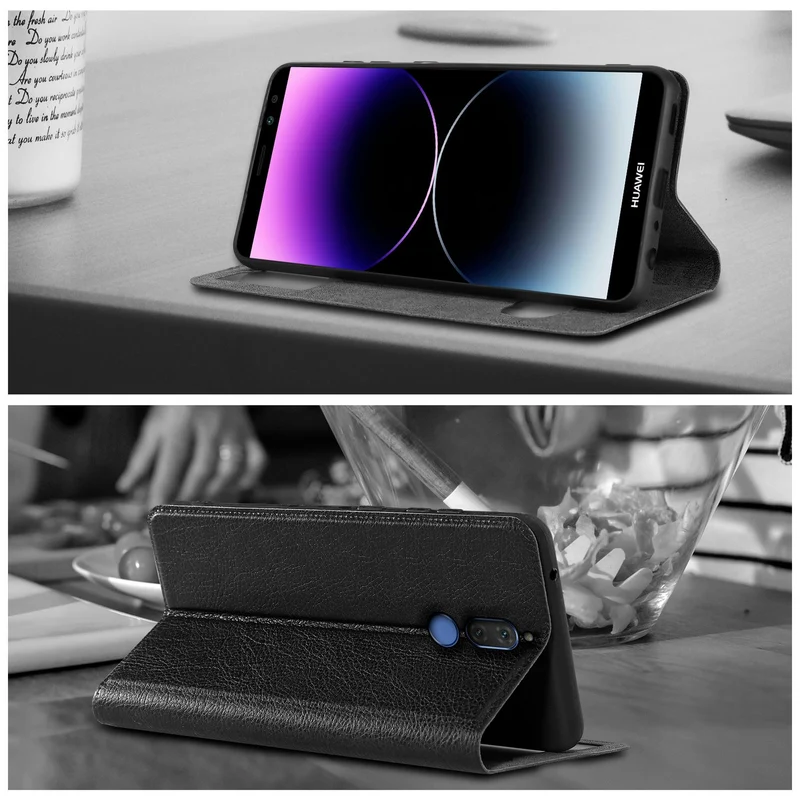 Cadorabo Hülle kompatibel mit Huawei MATE 10 LITE / NOVA 2i Schutzhülle mit Magnetverschluss, Standfunktion und 2 Sichtfenstern