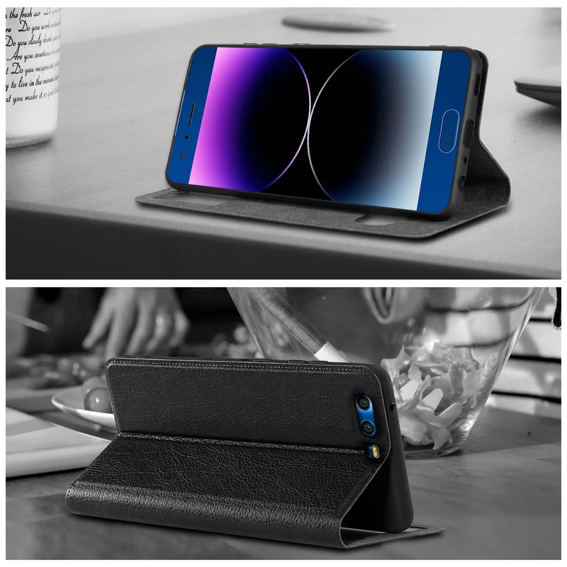 Cadorabo Hülle kompatibel mit Honor 9 Schutzhülle mit Magnetverschluss, Standfunktion und 2 Sichtfenstern